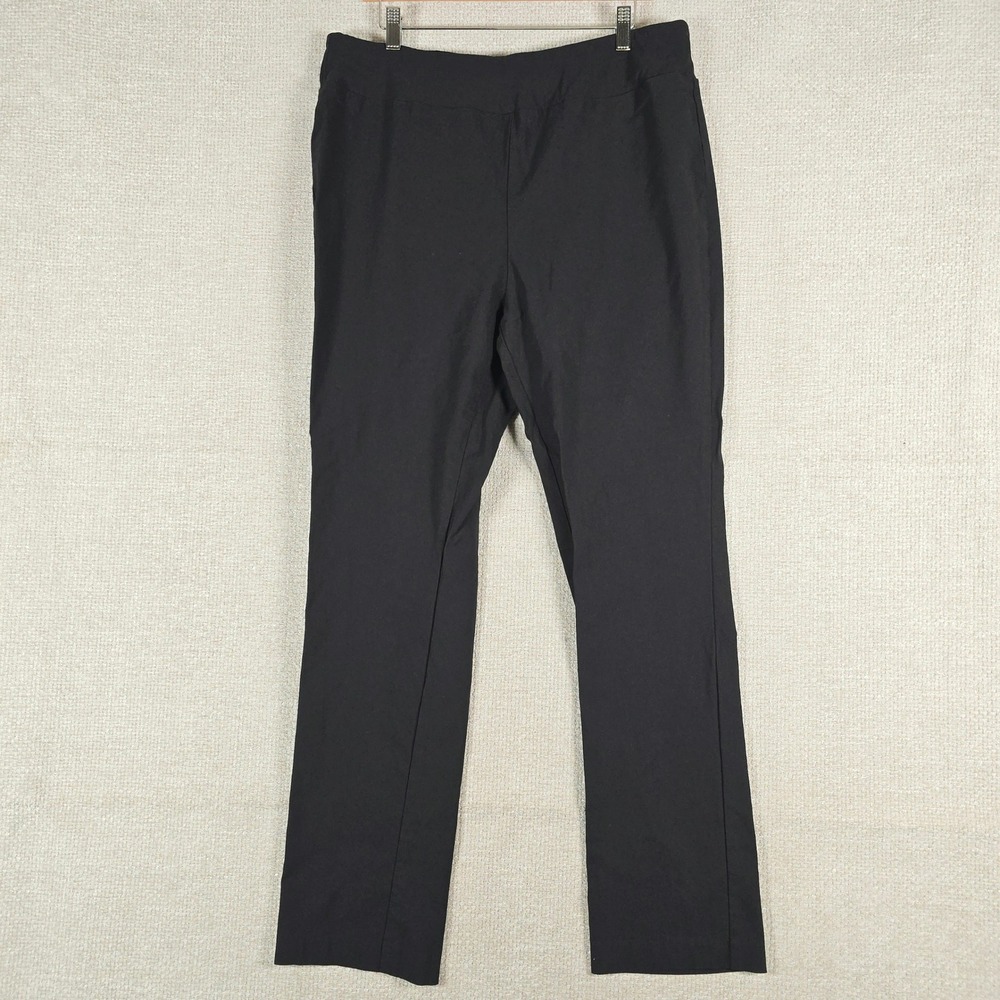 Ethyl Clothing Womens Black Pull On Straight Leg Stretch Trousers Sz 18 RN126383